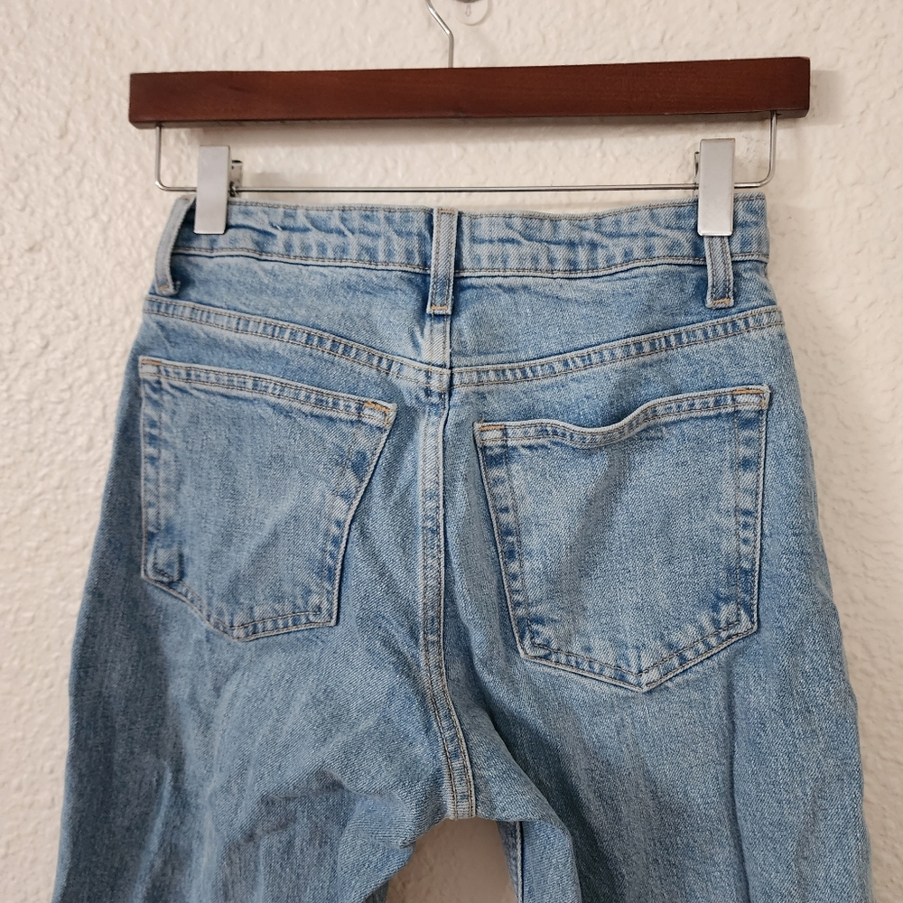 Topshop High Waisted Straight Leg Jeans Light Wash Women's Size 25 - Picture 2 of 6